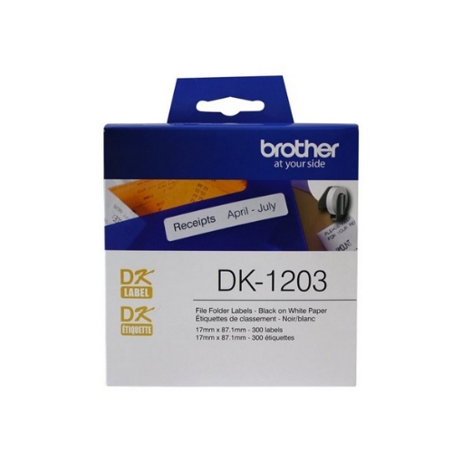 Picture of die-cut file folder labels, 0.66" x 3.4", white, 300 labels/roll