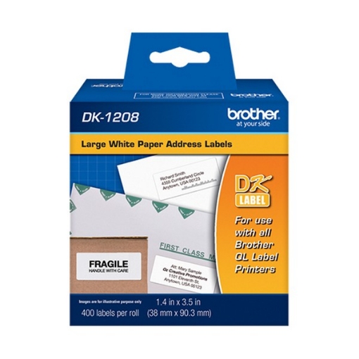 Picture of die-cut address labels, 1.4" x 3.5", white, 400 labels/roll