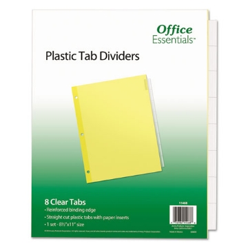 Picture of Plastic Insertable Dividers, 8-Tab, 11 x 8.5, Clear Tabs, 1 Set