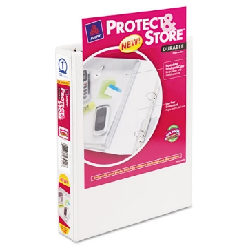 Picture of Mini Size Protect And Store View Binder With Round Rings, 3 Rings, 1" Capacity, 8.5 X 5.5, White
