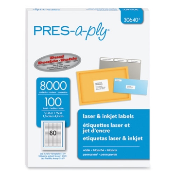 Picture of Labels, Inkjet/laser Printers, 0.5 X 1.75, White, 80/sheet, 100 Sheets/pack