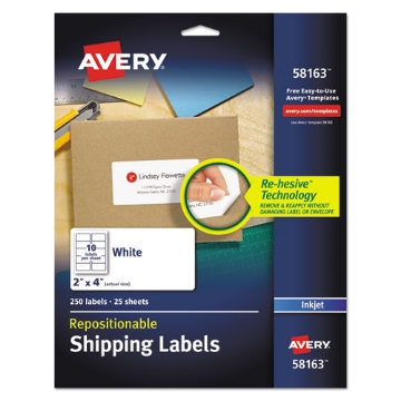 Picture of Repositionable Address Labels W/sure Feed, Inkjet/laser, 2 X 4, White, 250/box