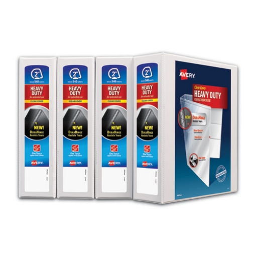 Picture of Heavy-Duty Non Stick View Binder With Durahinge And Slant Rings, 3 Rings, 2" Capacity, 11 X 8.5, White, 4/pack