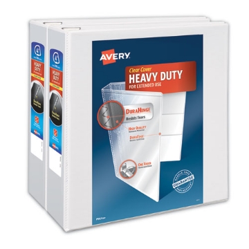 Picture of Heavy-Duty Non Stick View Binder With Durahinge And Slant Rings, 3 Rings, 4" Capacity, 11 X 8.5, White, 2/pack