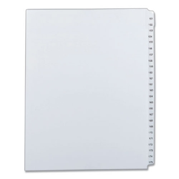 Picture of Preprinted Legal Exhibit Side Tab Index Dividers, Allstate Style, 25-Tab, 151 To 175, 11 X 8.5, White, 1 Set
