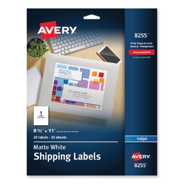 Picture of Full-Sheet Vibrant Inkjet Color-Print Labels, 8.5 X 11, Matte White, 20/pack