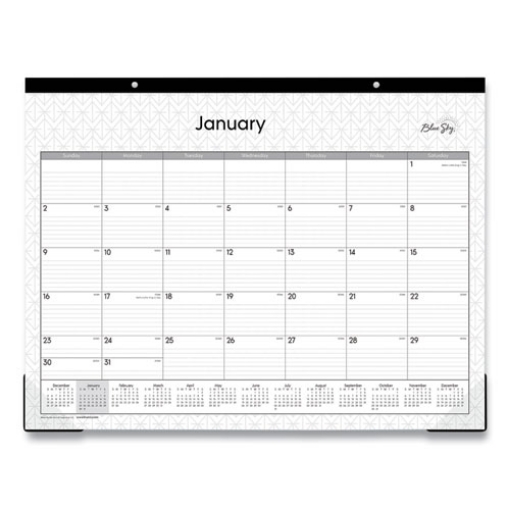 Picture of Enterprise Desk Pad, Geometric Artwork, 22 x 17, White/Gray Sheets, Black Binding, Clear Corners, 12-Month (Jan-Dec): 2024