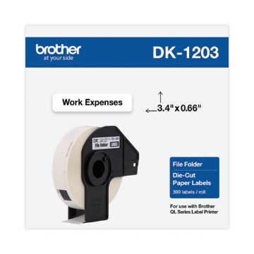 Picture of die-cut file folder labels, 0.66" x 3.4", white, 300 labels/roll