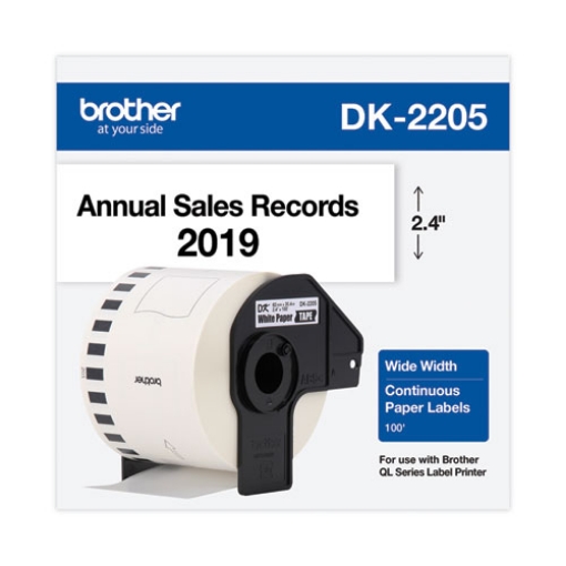 Picture of Continuous Paper Label Tape, 2.4" X 100 Ft Roll, White