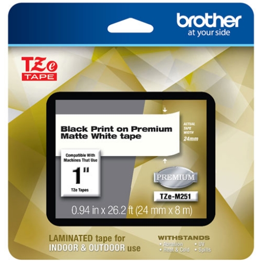 Picture of Tze Premium Laminated Tape, 0.94" X 26.2 Ft, Black On White