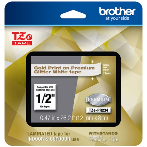 Picture of Tze Premium Laminated Tape, 0.94" X 26.2 Ft, Gold On White