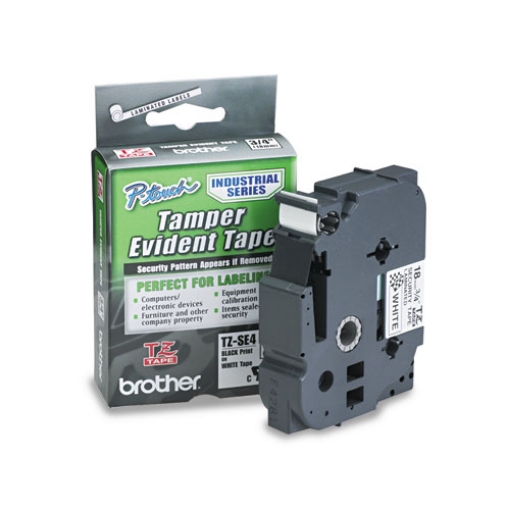 Picture of Tz Security Tape Cartridge For P-Touch Labelers, 0.7" X 26.2 Ft, Black On White