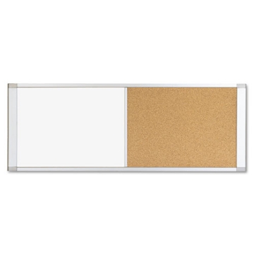 Picture of Combo Cubicle Workstation Dry Erase/Cork Board, 48 x 18, Tan/White Surface, Aluminum Frame