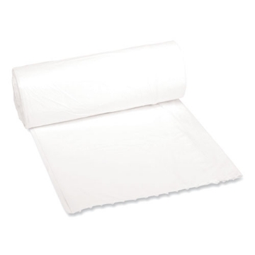 Picture of low-density waste can liners, 16 gal, 0.4 mil, 24" x 32", white, 25 bags/roll, 20 rolls/carton