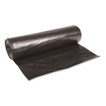 Picture of Low-Density Waste Can Liners, 45 gal, 0.6 mil, 40" x 46", Black, 25 Bags/Roll, 4 Rolls/Carton
