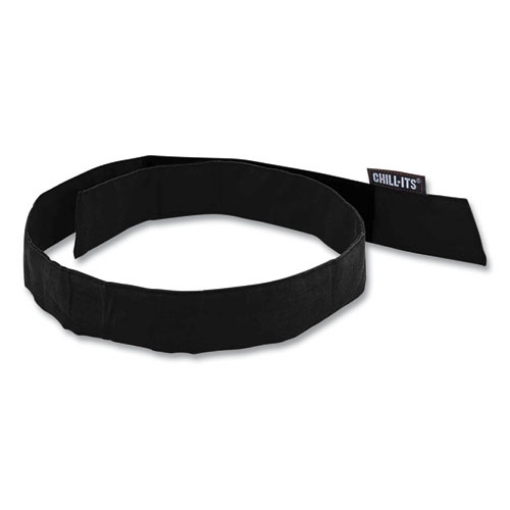 Picture of Chill-Its 6705 Cooling Embedded Polymers Hook and Loop Bandana Headband, One Size Fit Most, Black, Ships in 1-3 Business Days