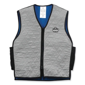 Picture of Chill-Its 6665 Embedded Polymer Cooling Vest with Zipper, Nylon/Polymer, Large, Gray, Ships in 1-3 Business Days