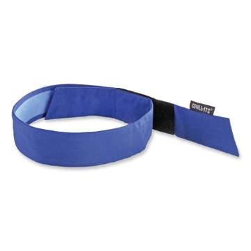 Picture of Chill-Its 6705CT Cooling PVA Hook and Loop Bandana Headband, One Size Fits Most, Solid Blue, Ships in 1-3 Business Days