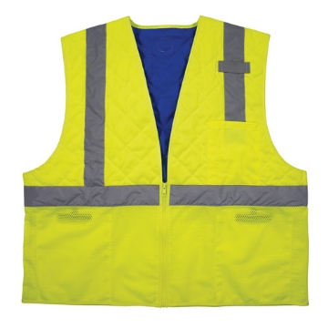 Picture of Chill-Its 6668 Class 2 Hi-Vis Safety Cooling Vest, Polymer, X-Large, Lime, Ships in 1-3 Business Days