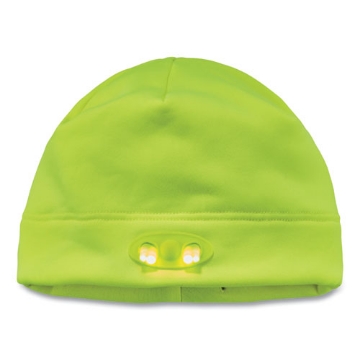 Picture of N-Ferno 6804 Skull Cap Winter Hat with LED Lights, One Size Fits Mosts, Lime, Ships in 1-3 Business Days