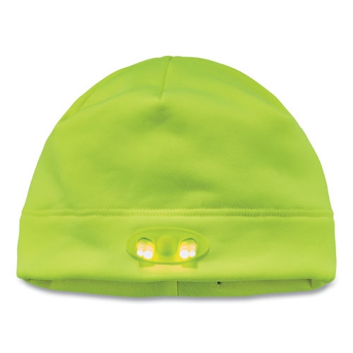 Picture of N-Ferno 6804 Skull Cap Winter Hat with LED Lights, One Size Fits Mosts, Lime, Ships in 1-3 Business Days