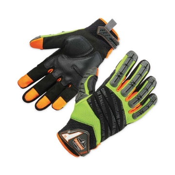 Picture of ProFlex 924 Hybrid Dorsal Impact-Reducing Gloves, Black/Lime, Large, Pair, Ships in 1-3 Business Days