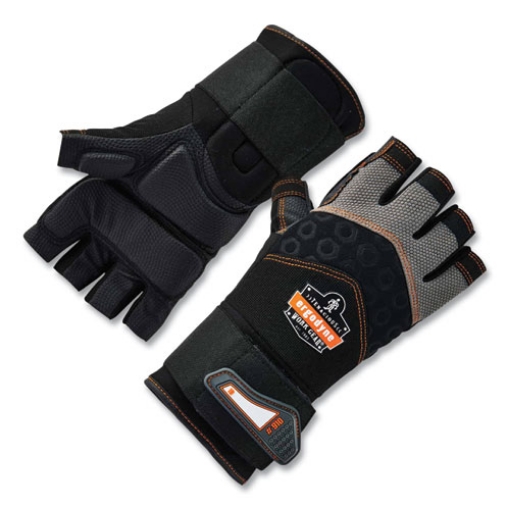 Picture of ProFlex 910 Half-Finger Impact Gloves + Wrist Support, Black, Large, Pair, Ships in 1-3 Business Days