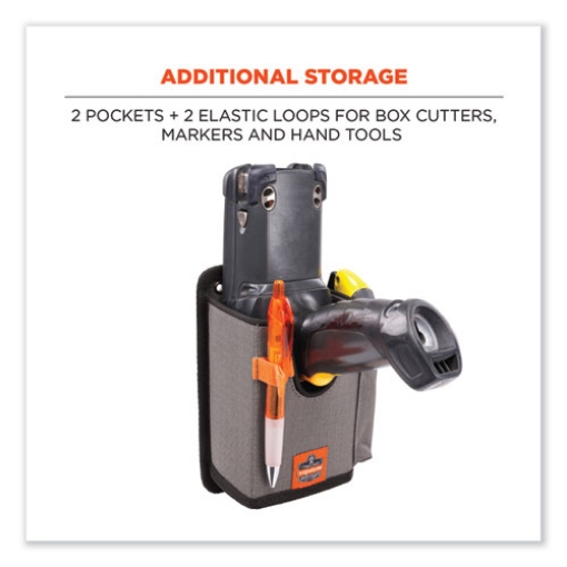 Picture of Squids 5543 Handheld Barcode Scanner Mount Holder w/Fastener Straps, 2 Comp, 3.5 x 1.5 x 6.3, Gray,Ships in 1-3 Business Days