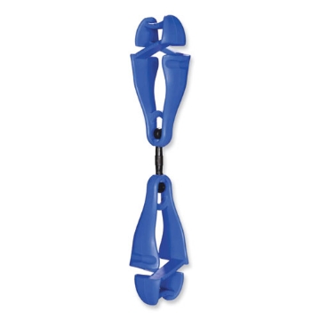 Picture of Squids 3420 Dual Clip Swivel Glove Clip Holder, 1 x 0.6 x 5.5, Acetal Copolymer, Blue, 100/Pack, Ships in 1-3 Business Days