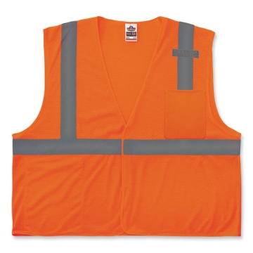 Picture of GloWear 8210HL Class 2 Economy Mesh Hook and Loop Vest, Polyester, 4X-Large/5X-Large, Orange, Ships in 1-3 Business Days