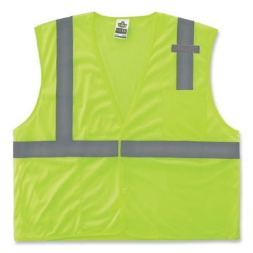 Picture of GloWear 8210HL Class 2 Economy Mesh Hook and Loop Vest, Polyester, X-Small, Lime, Ships in 1-3 Business Days