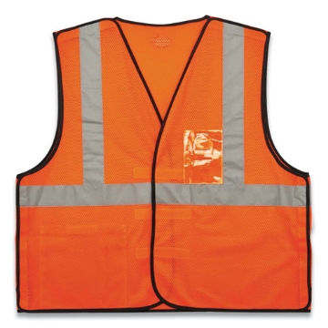 Picture of GloWear 8216BA Class 2 Breakaway Mesh ID Holder Vest, Polyester, Large/X-Large, Orange, Ships in 1-3 Business Days