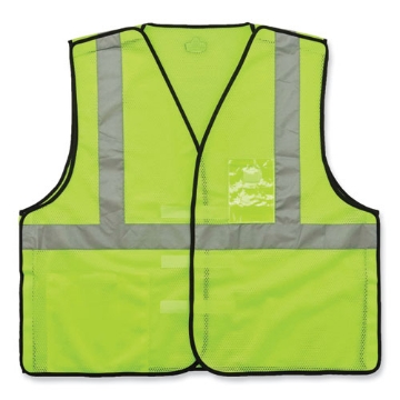 Picture of GloWear 8216BA Class 2 Breakaway Mesh ID Holder Vest, Polyester, Large/X-Large, Lime, Ships in 1-3 Business Days