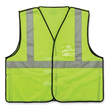 Picture of GloWear 8216BA Class 2 Breakaway Mesh ID Holder Vest, Polyester, 2X-Large/3X-Large, Lime, Ships in 1-3 Business Days
