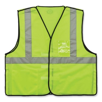 Picture of GloWear 8216BA Class 2 Breakaway Mesh ID Holder Vest, Polyester, 4X-Large/5X-Large, Lime, Ships in 1-3 Business Days