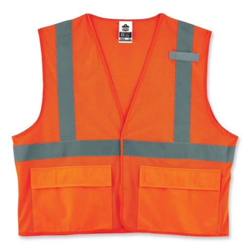 Picture of GloWear 8220HL Class 2 Standard Mesh Hook and Loop Vest, Polyester, 4X-Large/5X-Large, Orange, Ships in 1-3 Business Days