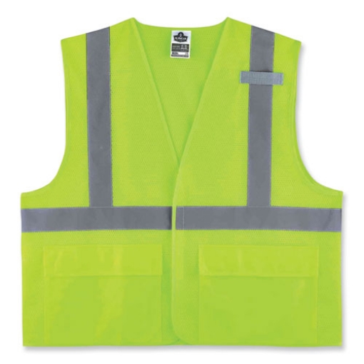 Picture of GloWear 8220HL Class 2 Standard Mesh Hook and Loop Vest, Polyester, 2X-Large/3X-Large, Lime, Ships in 1-3 Business Days
