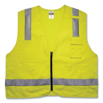 Picture of GloWear 8262FRZ Class 2 FR Surveyor Zipper Vest, Tencel/Modacrylic/Para-aramid/Kevlar, S/M, Lime, Ships in 1-3 Business Days