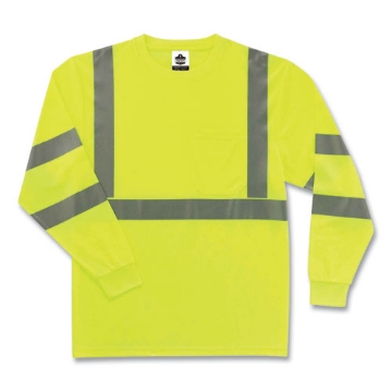 Picture of GloWear 8391 Class 3 Hi-Vis Long Sleeve Shirt, Polyester, Lime, Medium, Ships in 1-3 Business Days