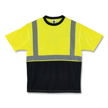 Picture of GloWear 8289BK Class 2 Hi-Vis T-Shirt with Black Bottom, 3X-Large, Lime, Ships in 1-3 Business Days