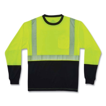 Picture of GloWear 8281BK Class 2 Long Sleeve Shirt with Black Bottom, Polyester, 5X-Large, Lime, Ships in 1-3 Business Days