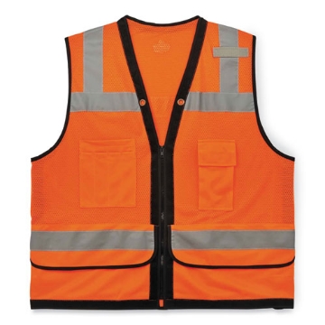 Picture of GloWear 8253HDZ Class 2 Heavy-Duty Mesh Surveyors Vest, Polyester, Small/Medium, Orange, Ships in 1-3 Business Days