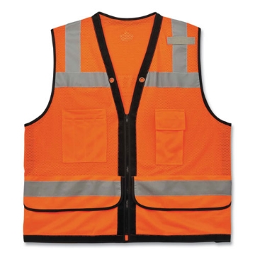 Picture of GloWear 8253HDZ Class 2 Heavy-Duty Mesh Surveyors Vest, Polyester, 2X-Large/3X-Large, Orange, Ships in 1-3 Business Days