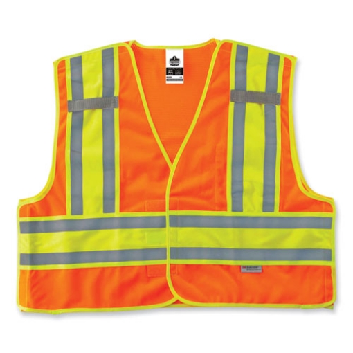 Picture of GloWear 8245PSV Class 2 Public Safety Vest, Polyester, Small/Medium, Orange, Ships in 1-3 Business Days