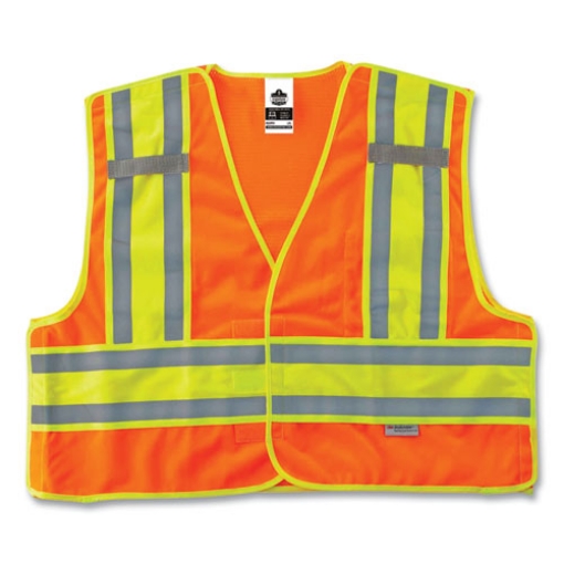 Picture of GloWear 8245PSV Class 2 Public Safety Vest, Polyester, 6X-Large/7X-Large, Orange, Ships in 1-3 Business Days
