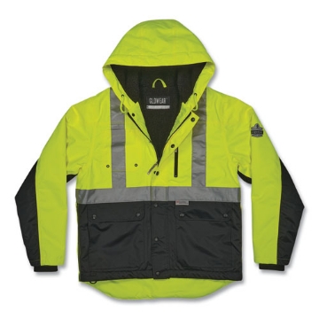 Picture of GloWear 8275 Class 2 Heavy-Duty Hi-Vis Workwear Sherpa Lined Jacket, Small, Lime, Ships in 1-3 Business Days