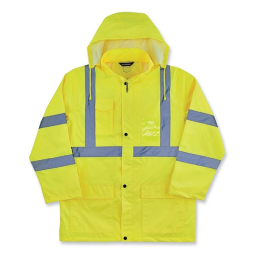 Picture of GloWear 8366 Class 3 Lightweight Hi-Vis Rain Jacket, Polyester, X-Large, Lime, Ships in 1-3 Business Days