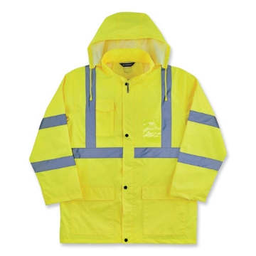 Picture of GloWear 8366 Class 3 Lightweight Hi-Vis Rain Jacket, Polyester, 4X-Large, Lime, Ships in 1-3 Business Days