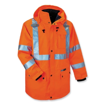 Picture of GloWear 8385 Class 3 Hi-Vis 4-in-1 Jacket, 4X-Large, Orange, Ships in 1-3 Business Days