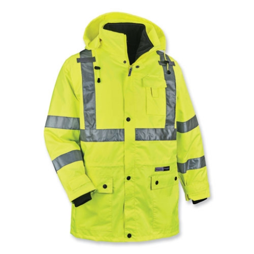 Picture of GloWear 8385 Class 3 Hi-Vis 4-in-1 Jacket, Medium, Lime, Ships in 1-3 Business Days